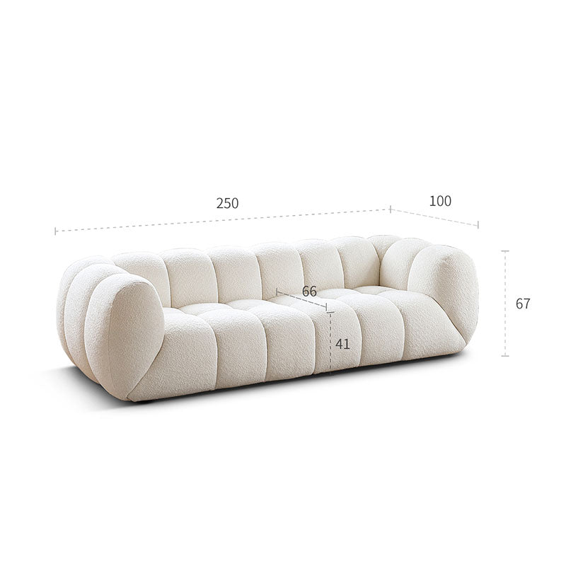 Randee BoBo Three Seater Sofa, White Boucle-Weilai Concept-Weilai Concept