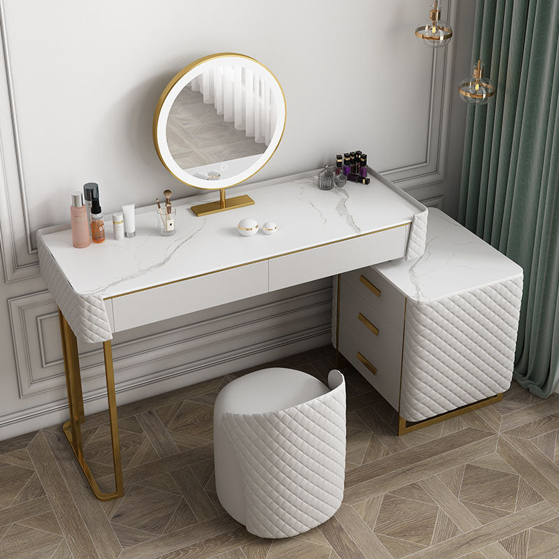 Allurea Dressing Table With LED Mirror, Greyish Cream-Weilai Concept-Weilai Concept