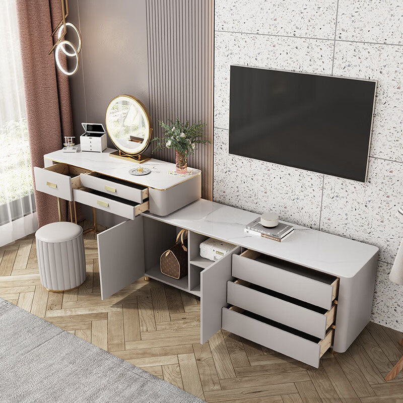 Della Dressing Table With Sideboard, Corner Dressing Table, Extendable-Weilai Concept-Weilai Concept