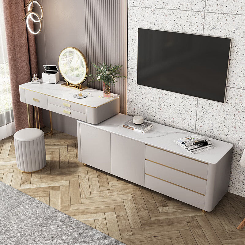 Della Dressing Table With Sideboard, Corner Dressing Table, Extendable-Weilai Concept-Weilai Concept
