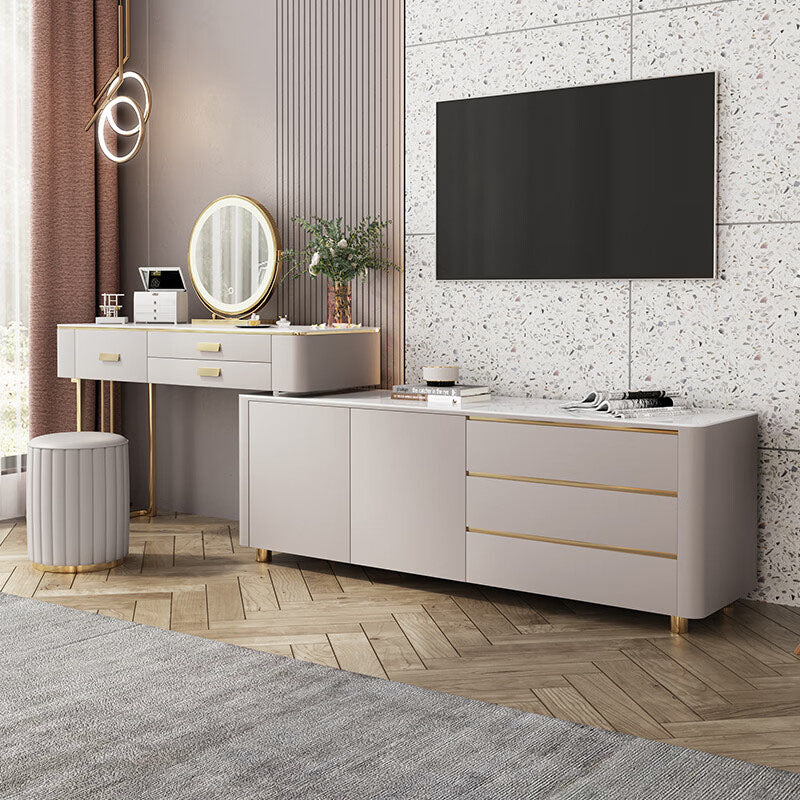 Della Dressing Table With Sideboard, Corner Dressing Table, Extendable-Weilai Concept-Weilai Concept
