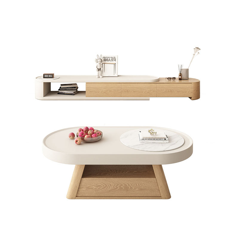 Quentina Coffee Table Oval, With TV Stand-Weilai Concept-Weilai Concept