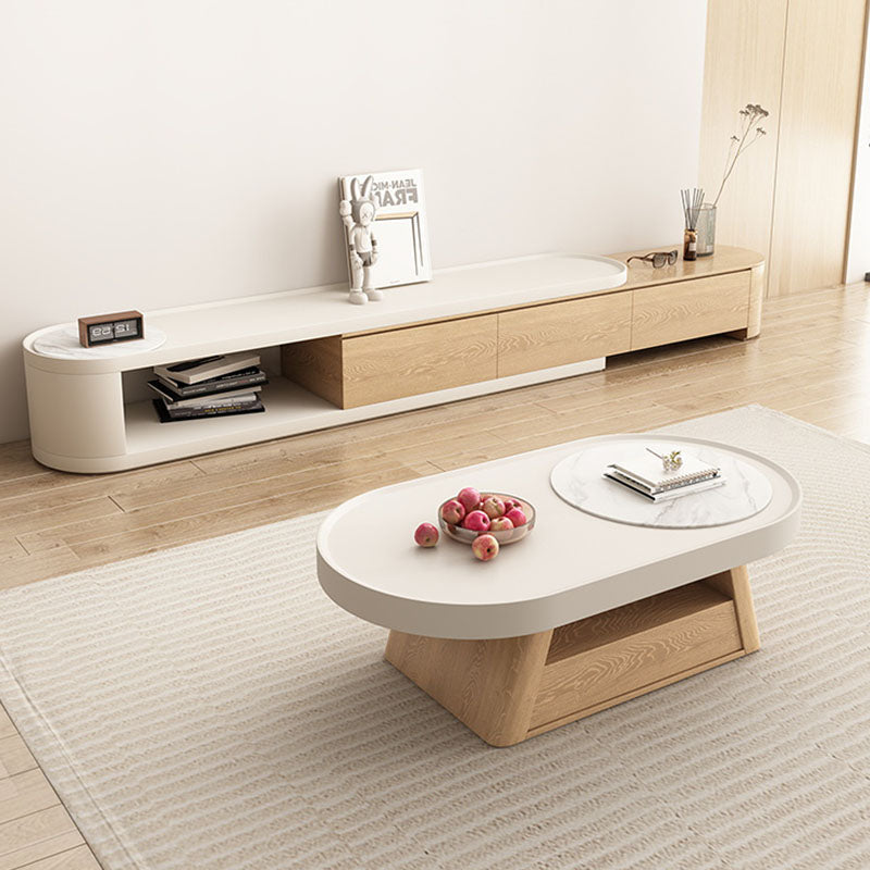 Quentina Coffee Table Oval, With TV Stand-Weilai Concept-Weilai Concept