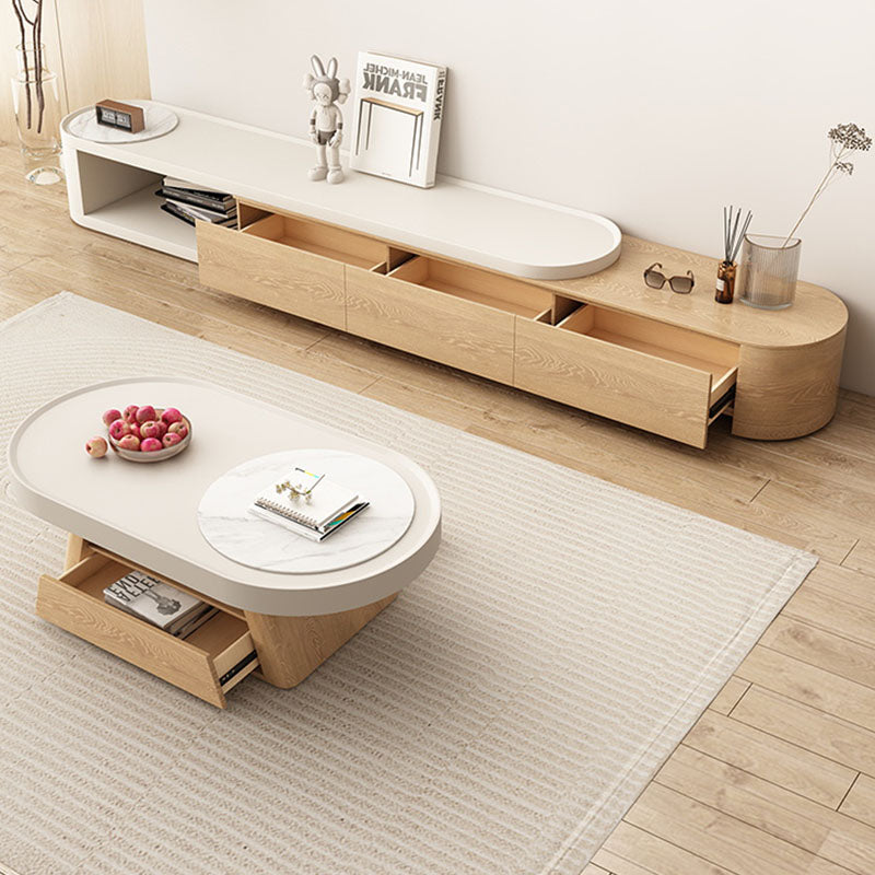Quentina Coffee Table Oval, With TV Stand-Weilai Concept-Weilai Concept