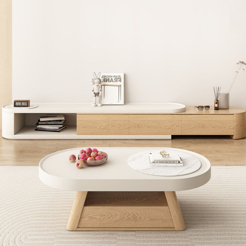 Quentina Coffee Table Oval, With TV Stand-Weilai Concept-Weilai Concept