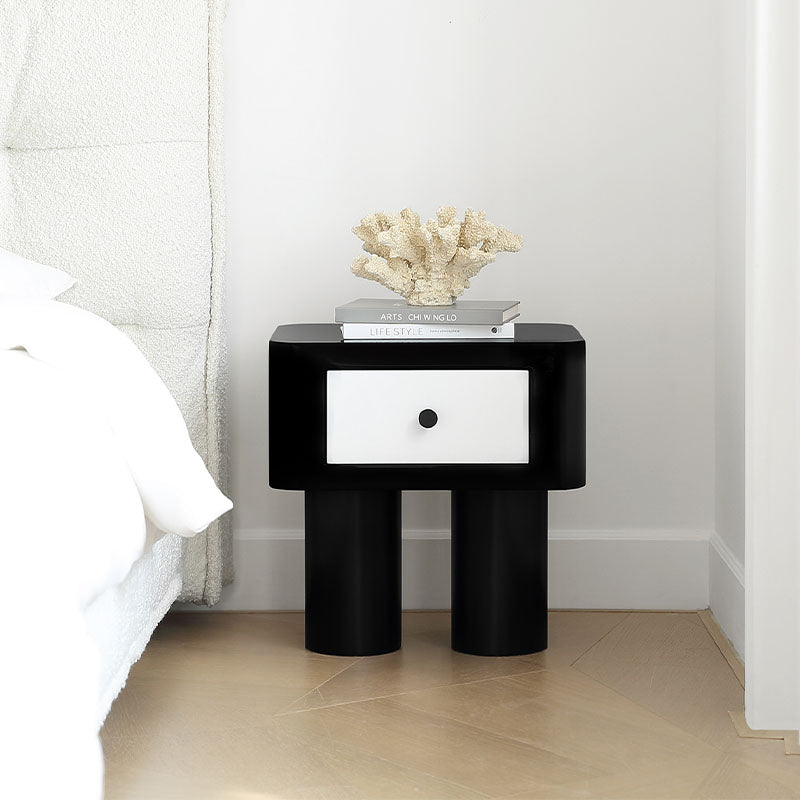 Seymour Bedside Table, Black and White-Weilai Concept-Weilai Concept