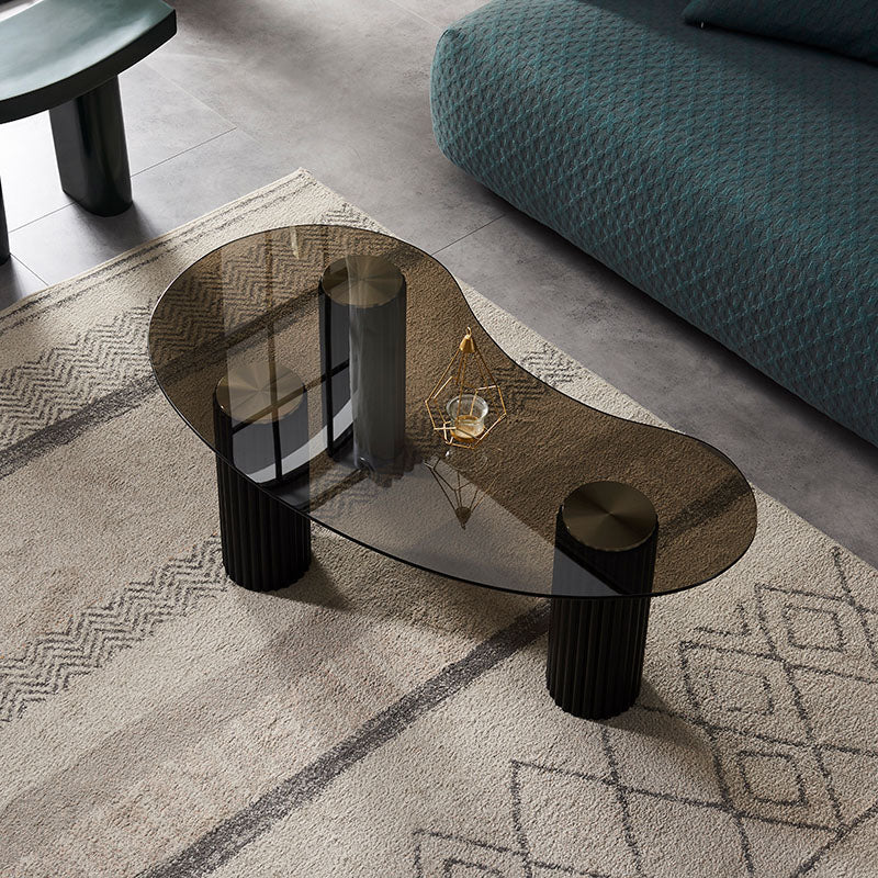 Lunar Coffee Table, Glass-Weilai Concept-Black Top-Black Legs-Weilai Concept