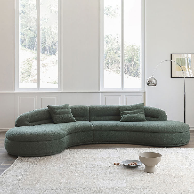 Yannik Four Seater Curved Sofa, Green-Weilai Concept-Weilai Concept