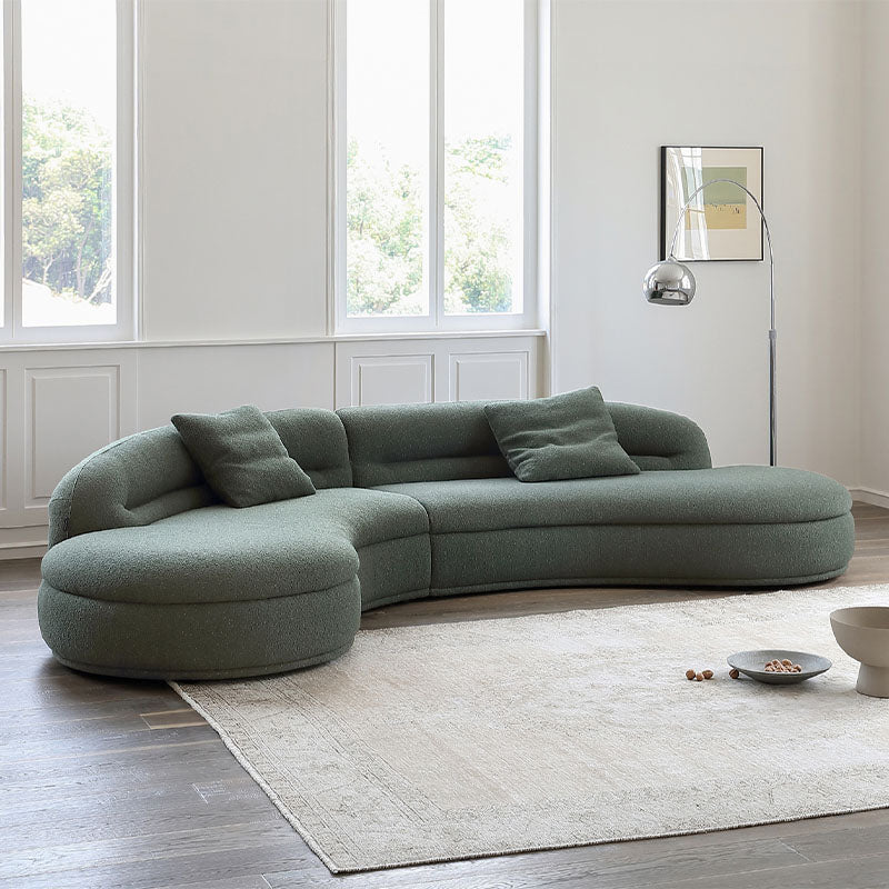 Yannik Four Seater Curved Sofa, Green-Weilai Concept-Weilai Concept