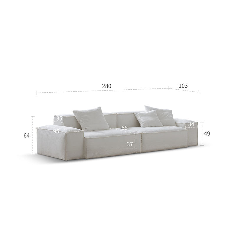 Zaavan Three Seater Sofa, Modular Sofa, White Linen-Weilai Concept-Weilai Concept
