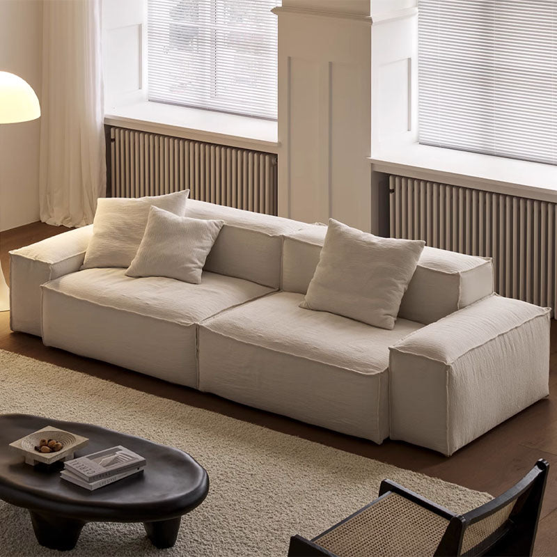 Zaavan Three Seater Sofa, Modular Sofa, White Linen-Weilai Concept-Weilai Concept