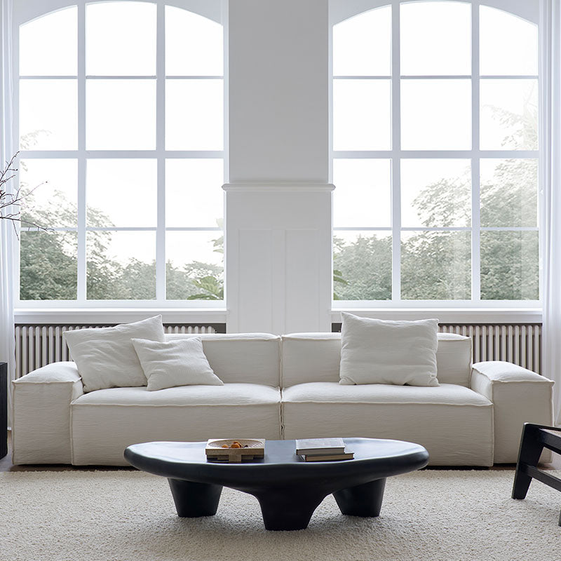 Zaavan Three Seater Sofa, Modular Sofa, White Linen-Weilai Concept-Weilai Concept