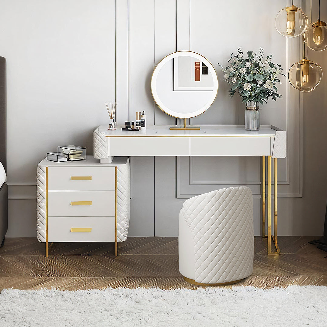 Duran Dressing Table With LED Mirror, Cream-Weilai Concept-Weilai Concept