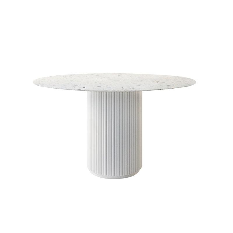 Cracky White Round Dining Table, Premium Terrazzo And Wood Base-Weilai Concept-Weilai Concept