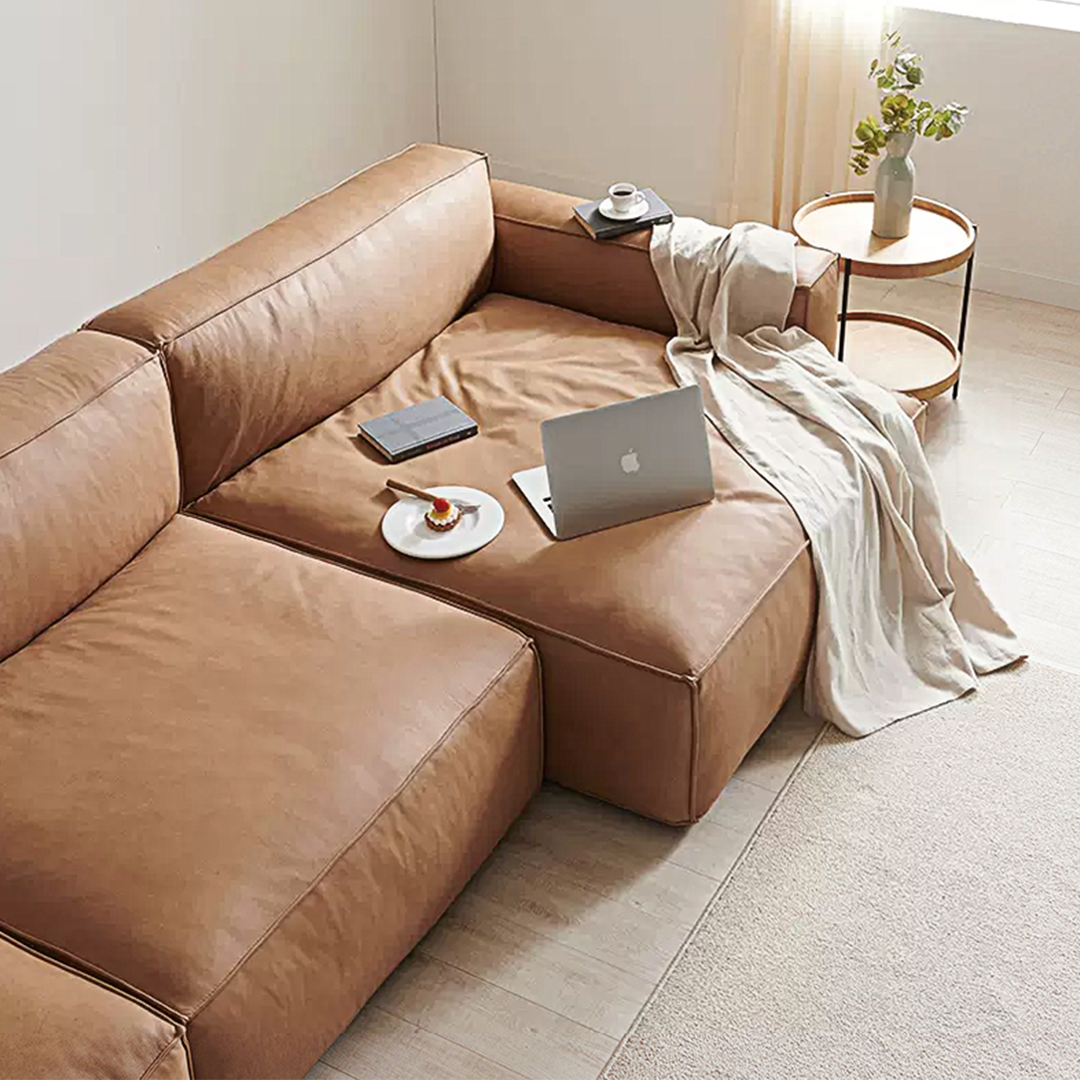 Lucian Four Seater Coner Sofa, Modular Sofa, Real Leather-Weilai Concept-Weilai Concept