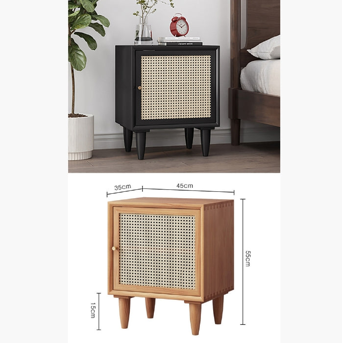 Tableau Rattan Bedside Table, Solid Wood-Weilai Concept-Weilai Concept