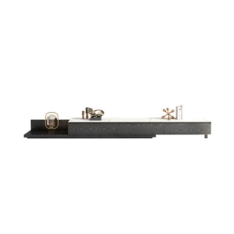 Gibs Extendable TV Stand, Sintered Stone And Black Wood-Weilai Concept-Weilai Concept