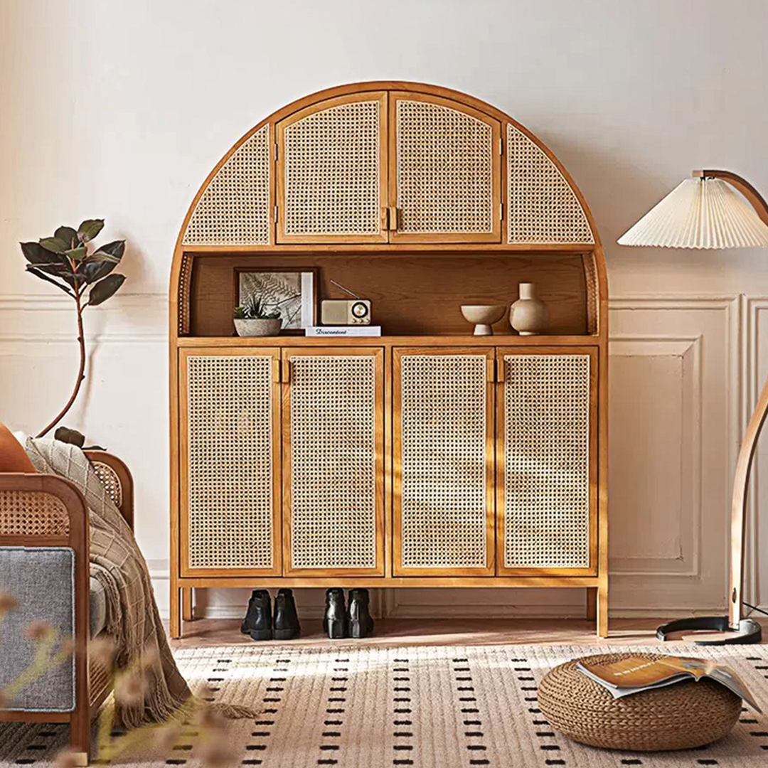 Eisha Rattan Shoe Storage, Cupboard, Solid Wood-Weilai Concept-Weilai Concept