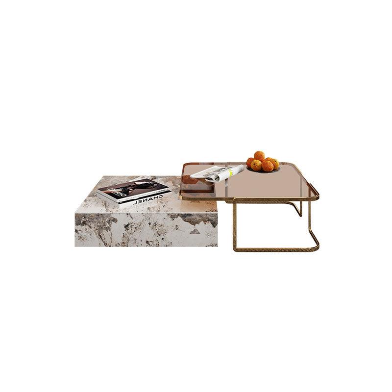 AnMoo Nesting Coffee Table Set With TV Stand, Golden Base-Weilai Concept-Weilai Concept