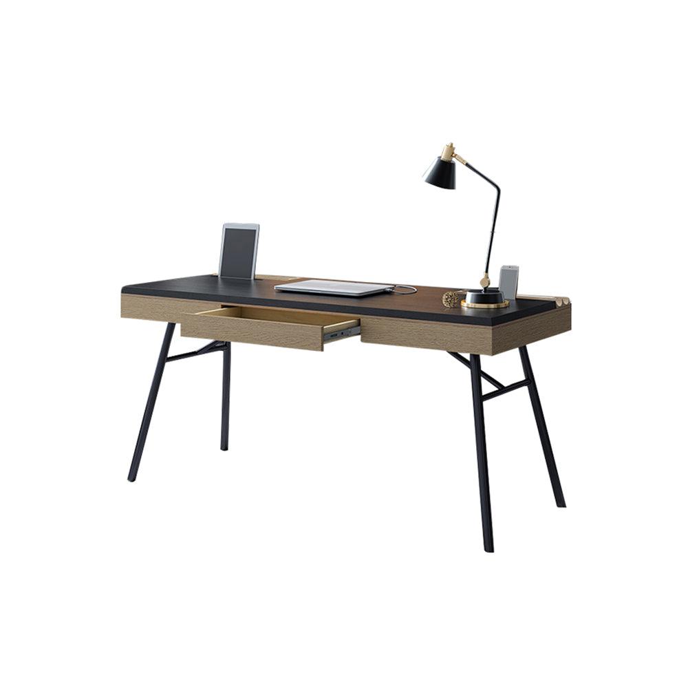Justine Office Desk With Storage Drawers, Solid Wood-Weilai Concept-Weilai Concept