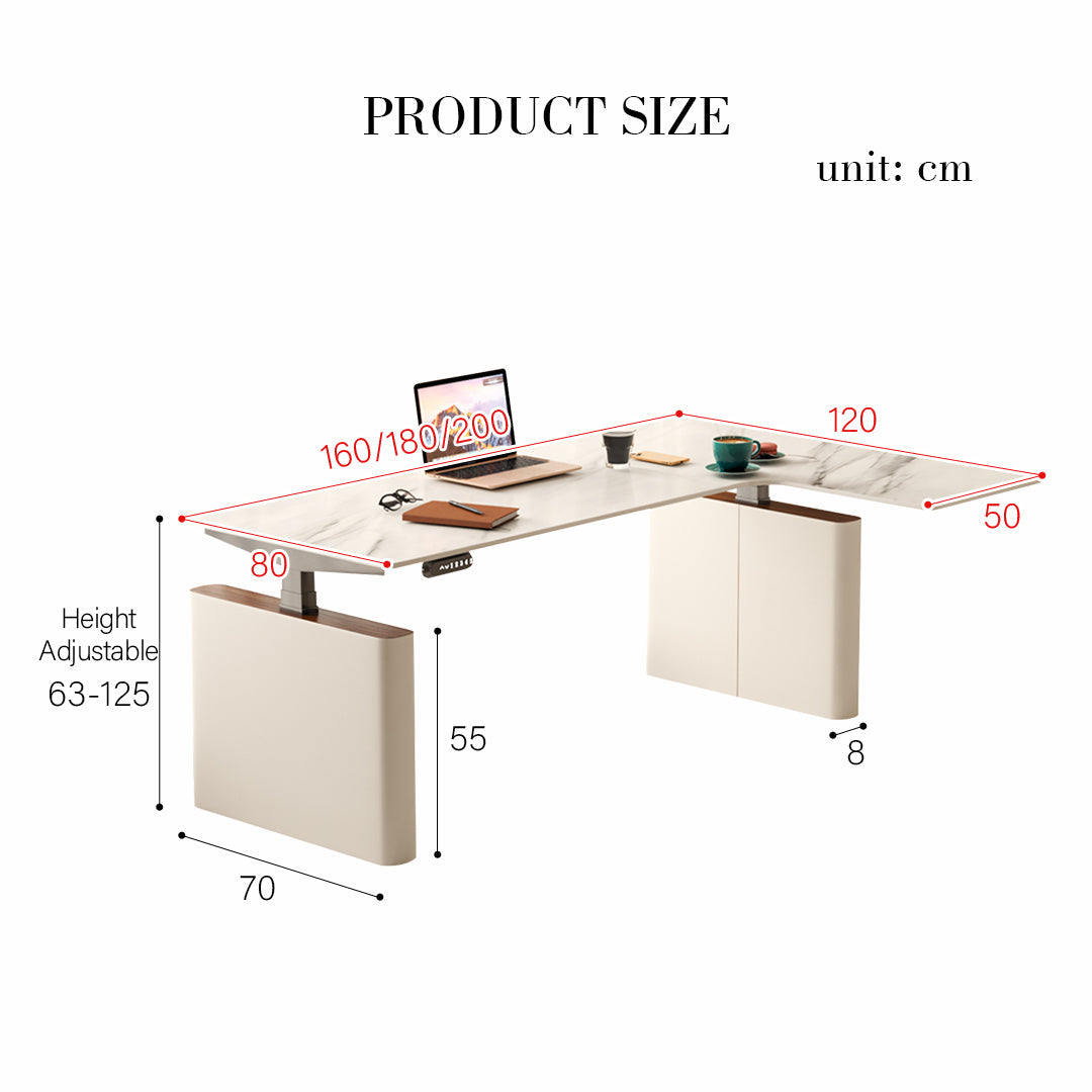 Atkinson Smart Corner Office Desk With Drawers, Cream