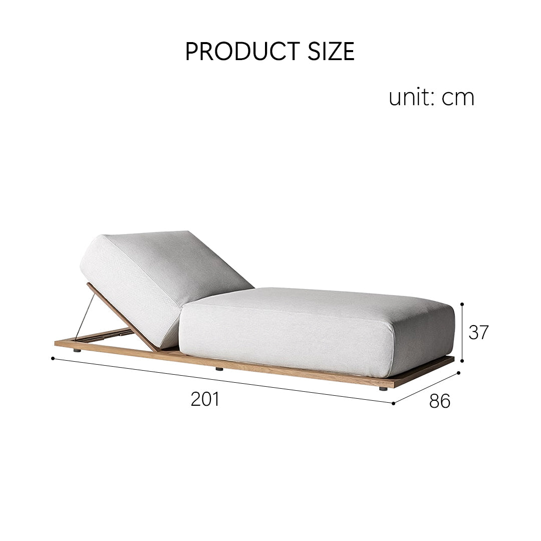 Gallo Reclinable Sun Lounger With Seat Cushion & Pillow, Teak Wood, Outdoor