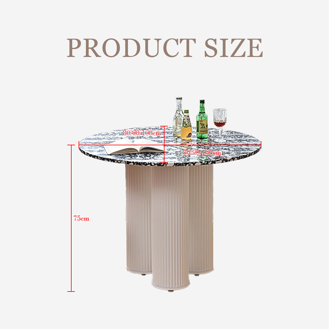 Martinez Small Round Dining Table, Marble-Weilai Concept-Weilai Concept