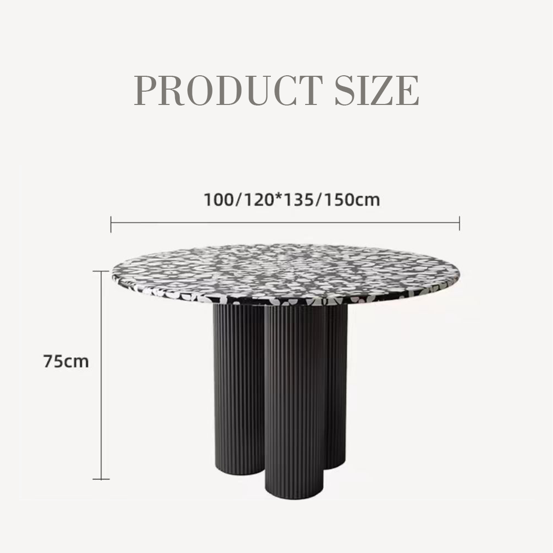 Nelli Modern Round Dining Table, Marble-Weilai Concept-Weilai Concept
