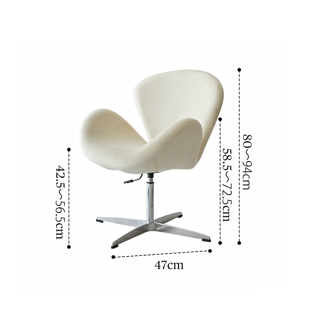 Tane Swivel Office Chair, Cream Flannelette-Weilai Concept-Weilai Concept