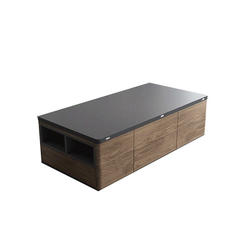 Ruby Lift Top Coffee Table, Multi-Functional Foldable Coffee Table, Walnut & Black-Weilai Concept-Weilai Concept