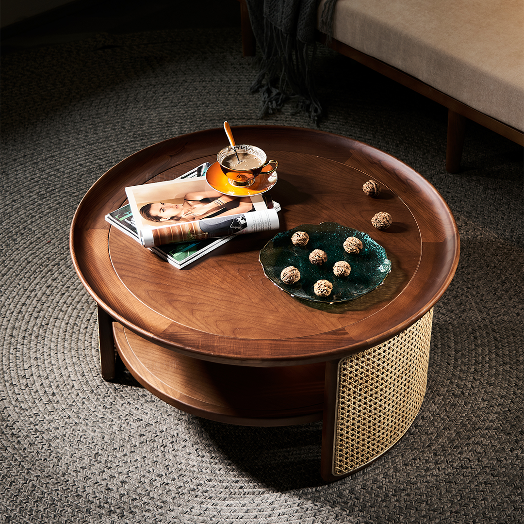 Bakula Wood Coffee Table, Rattan-Weilai Concept-Weilai Concept