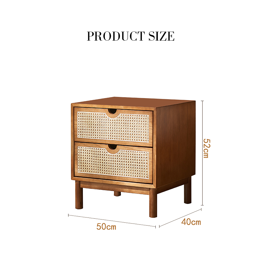 Kogi Bedside Table Solid Wood, Rattan-Weilai Concept-Weilai Concept