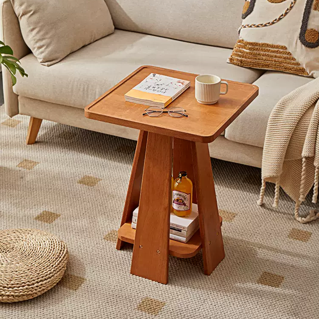 Eva Dne Side Table With Storage, Solid Wood-Weilai Concept-Weilai Concept