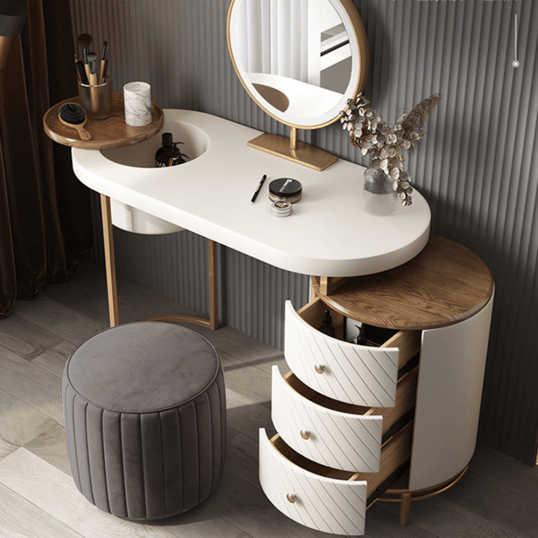 Tandy Dressing Table With LED Mirror, White,  Makeup Vanity