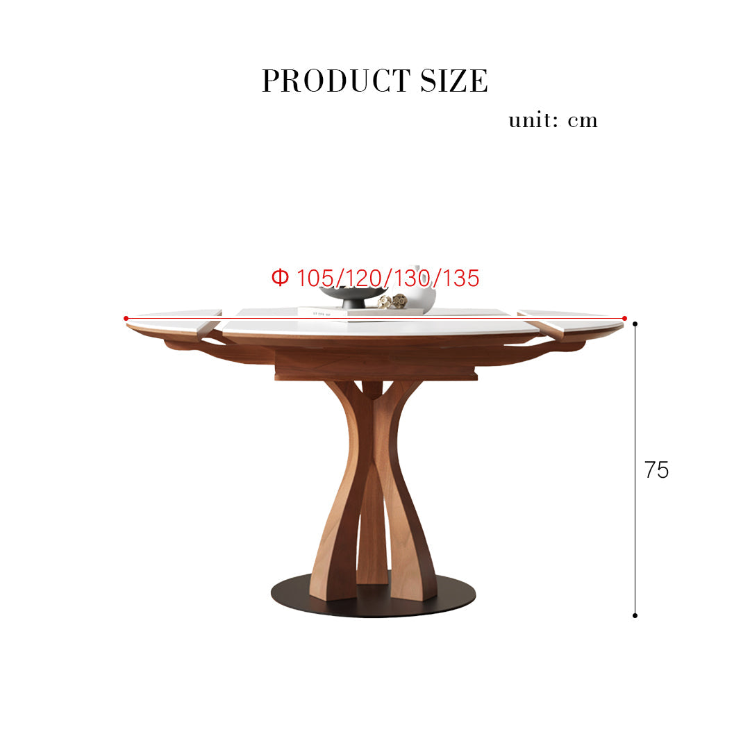 Caruso Round Extending Dining Table, Sintered Stone, White