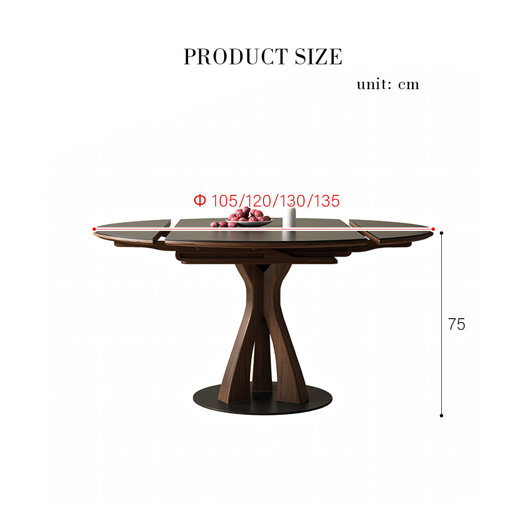 Caruso Round Folding Dining Table, Sintered Stone, Black