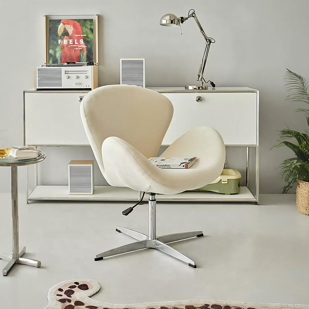 Tane Swivel Office Chair, Cream Flannelette-Weilai Concept-Weilai Concept