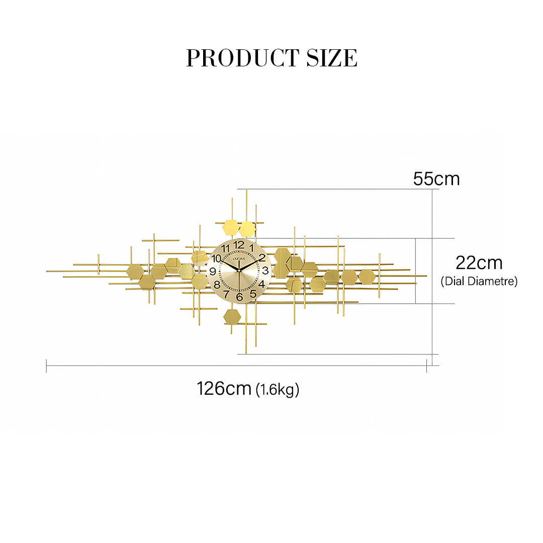 Clark Art Deco Wall Clock, Silent Clock, Gold-Weilai-Weilai Concept