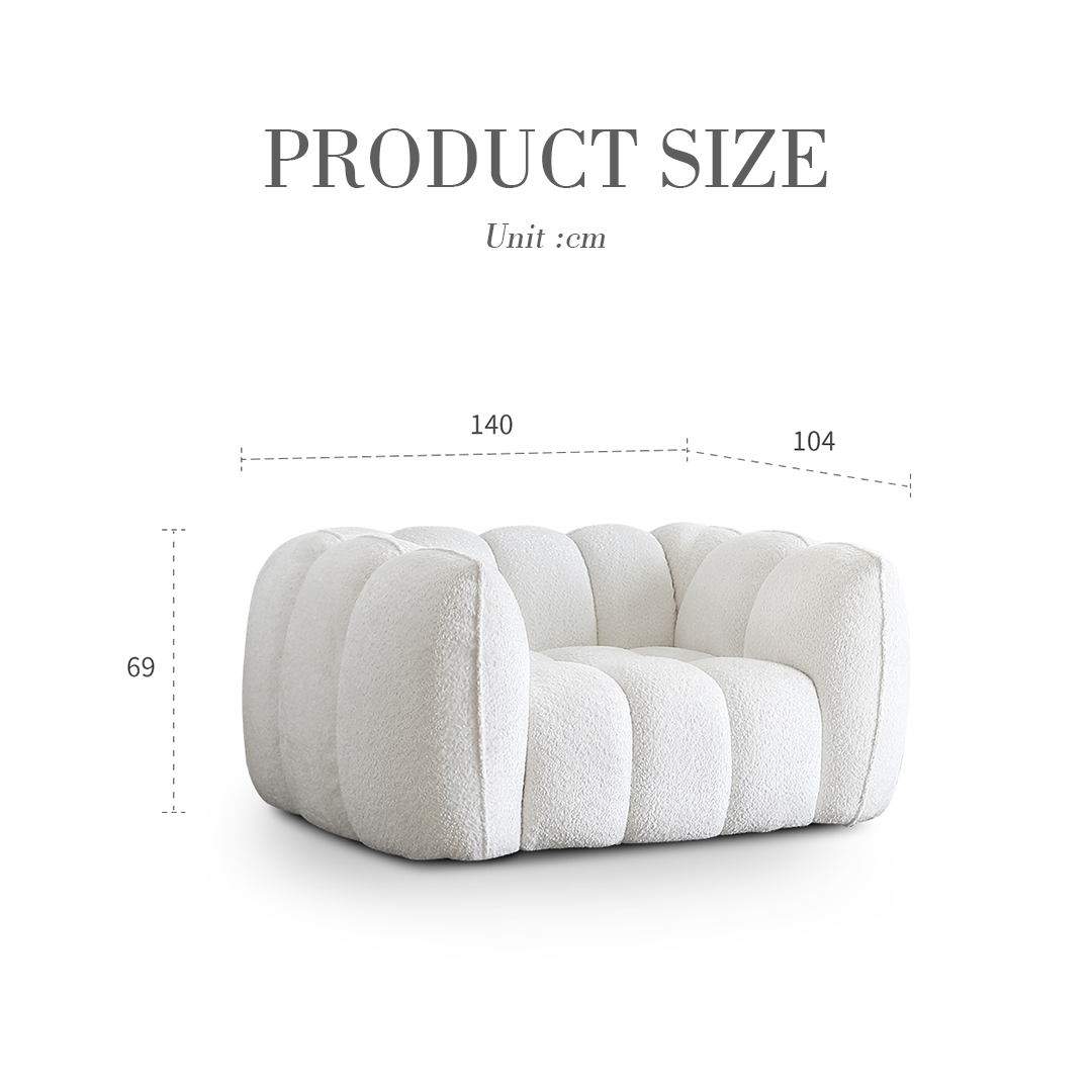 Oxley Pumpkin Single Seater Sofa, Armchair, White-Weilai Concept-Weilai Concept