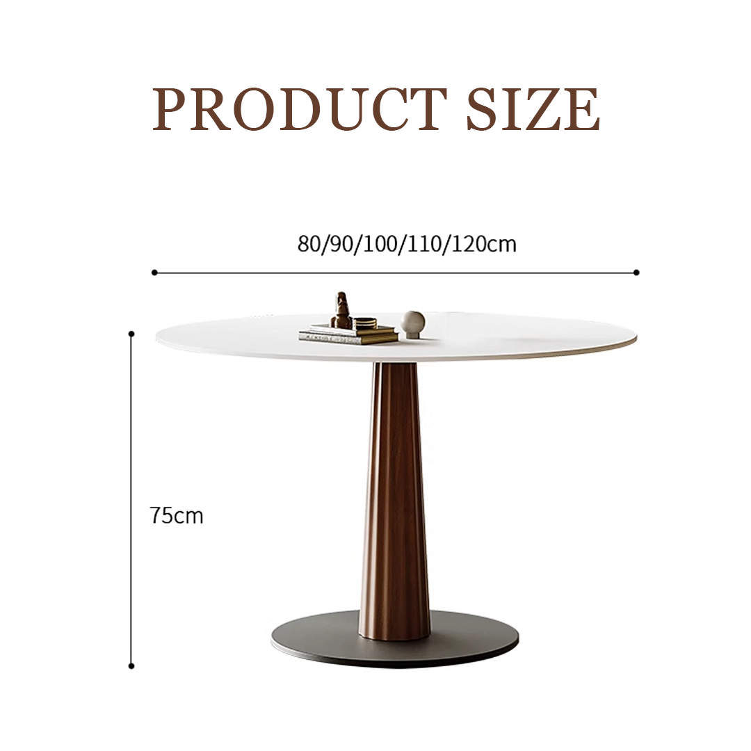 Anderson Small Round Dining Table, Sintered Stone & Solid Wood-Weilai Concept-Weilai Concept