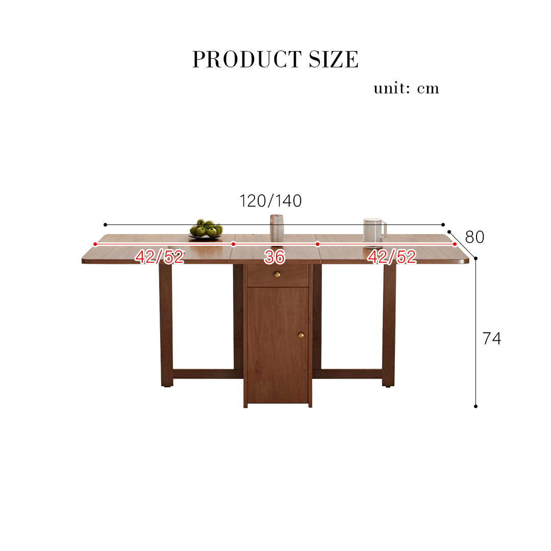 Salgado Folding Dining Table With Storage, Solid Wood