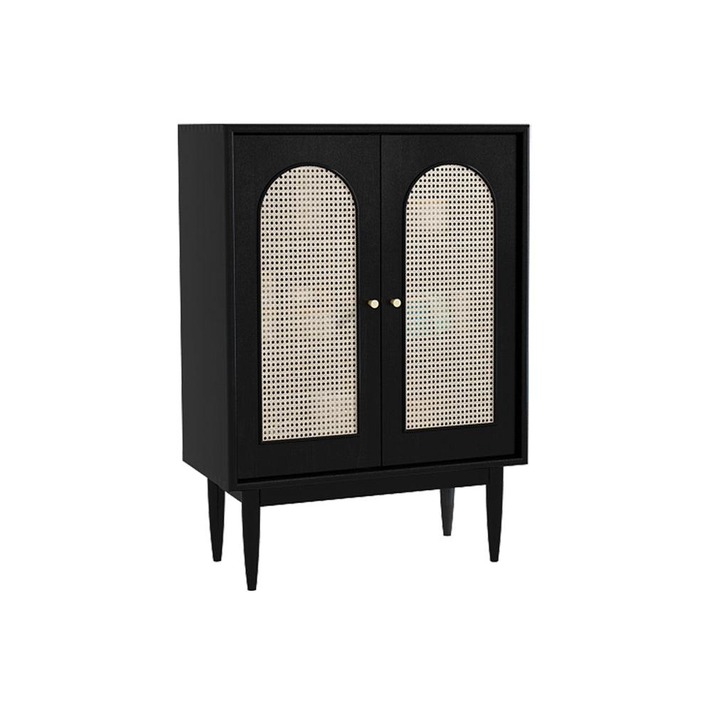 Neema Sideboard, Side Cabinet, Black & Rattan-Weilai Concept-Weilai Concept
