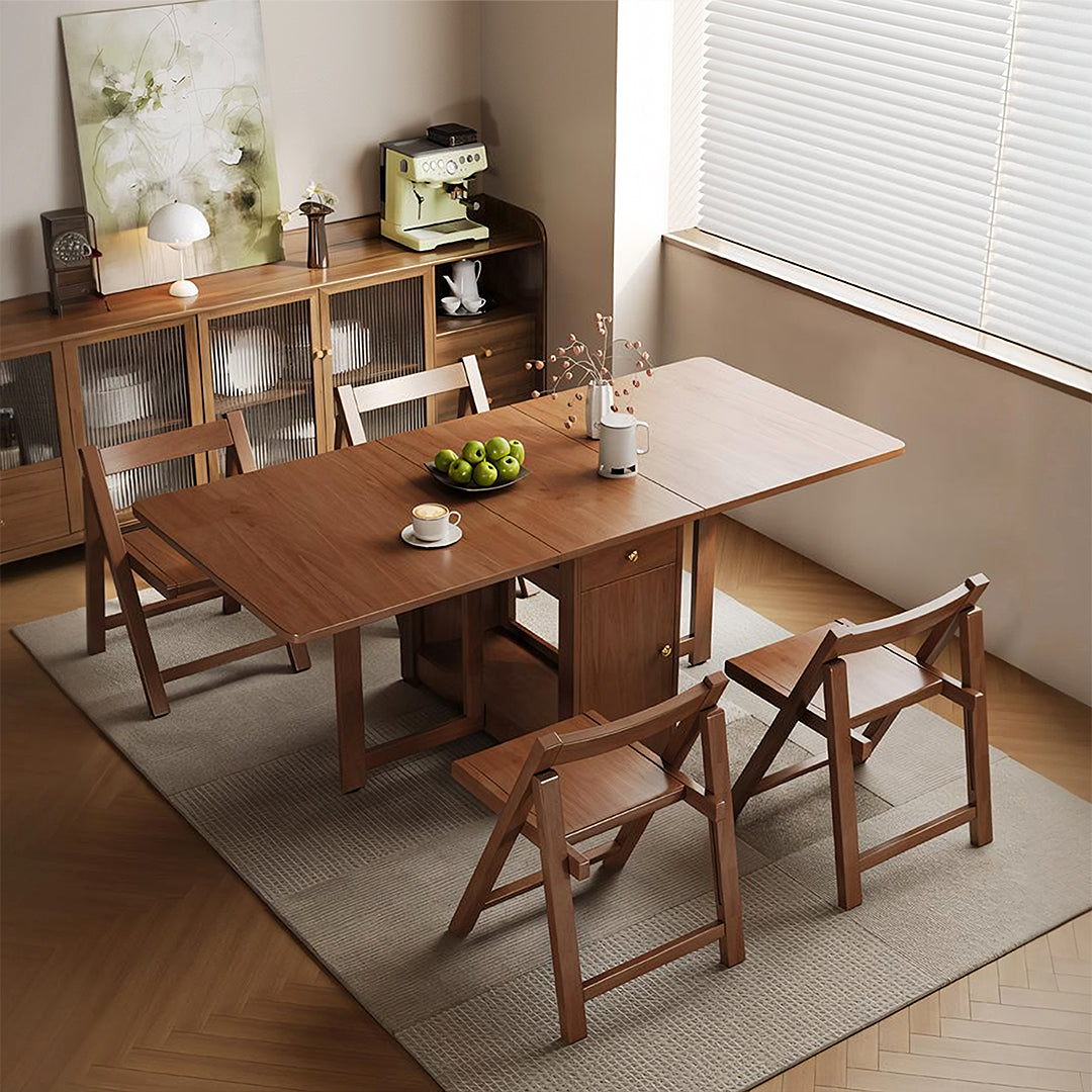 Salgado Folding Dining Table With Storage, Solid Wood