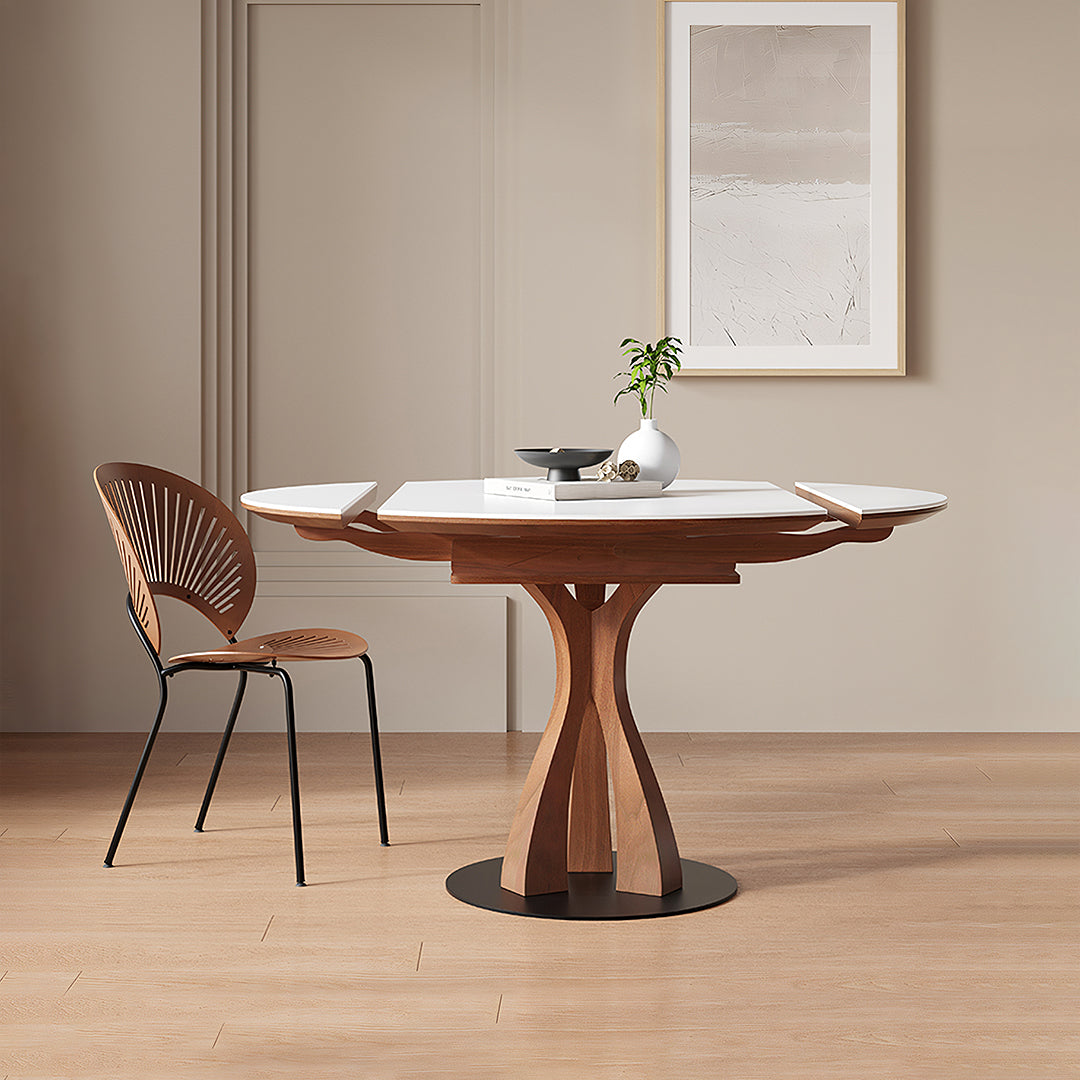 Caruso Round Extending Dining Table, Sintered Stone, White