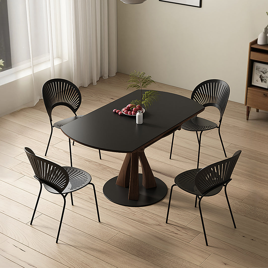 Caruso Round Folding Dining Table, Sintered Stone, Black