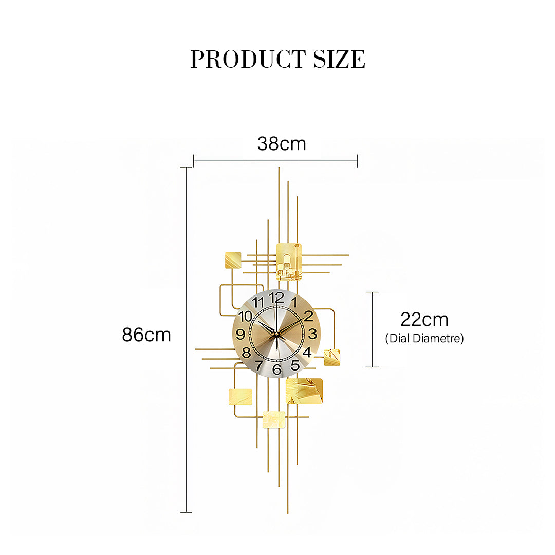 Park Art Deco Wall Clock, Silent Clock, Vertical, Gold-Weilai-Weilai Concept