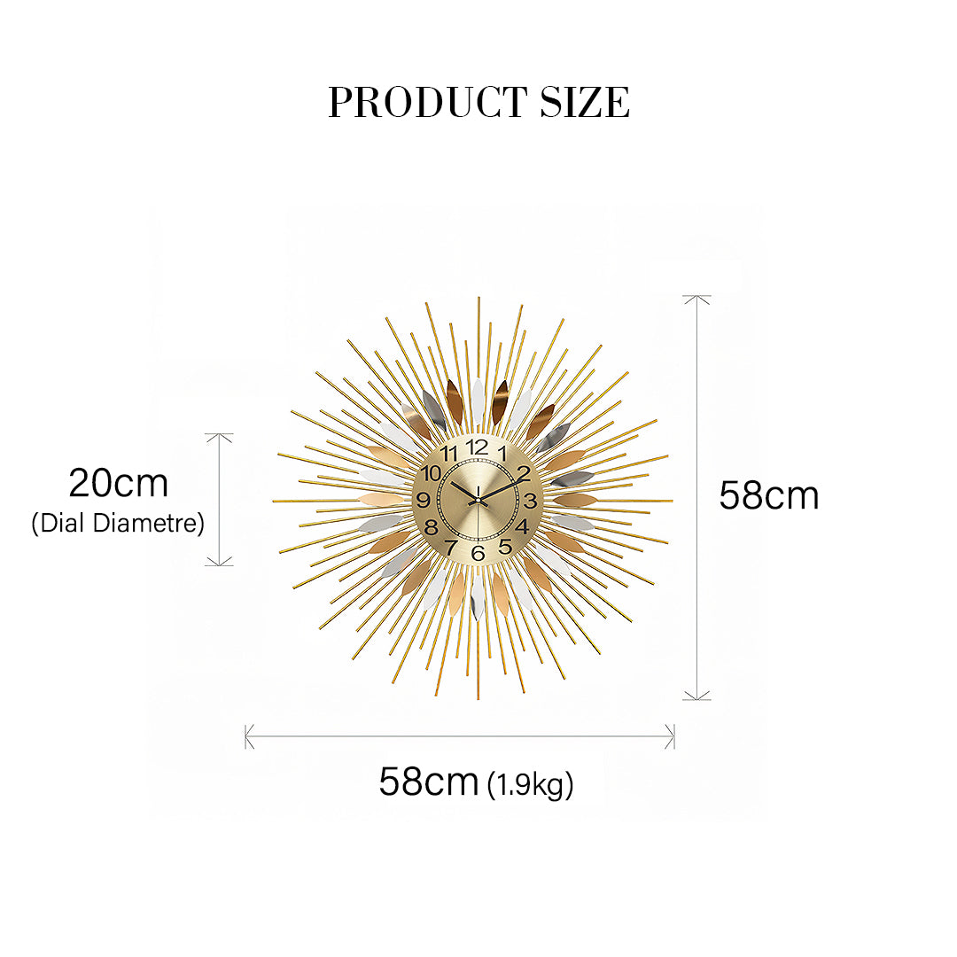 Miller Round Art Deco Wall Clock, Silent Clock, Gold & Silver-Weilai-Weilai Concept