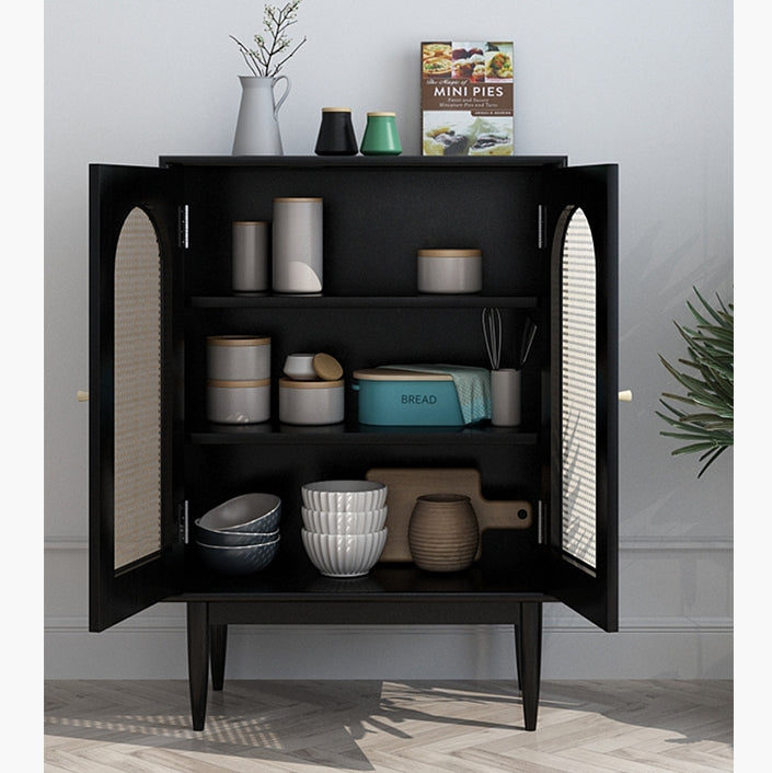 Neema Sideboard, Side Cabinet, Black & Rattan-Weilai Concept-Weilai Concept
