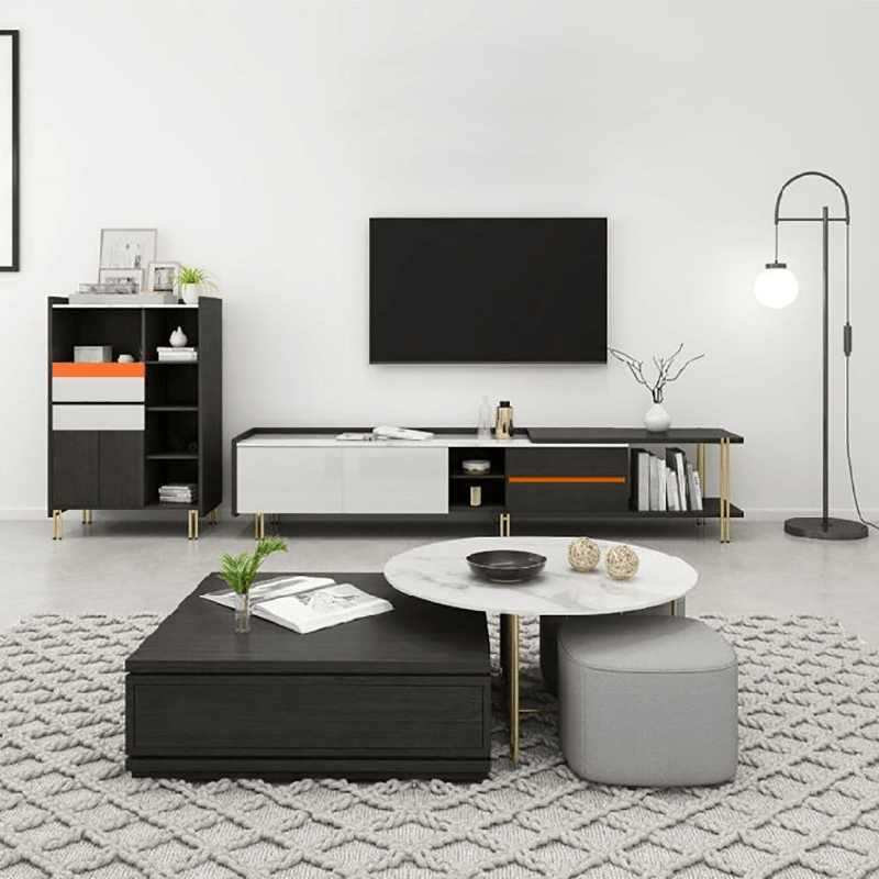 RS2 Nesting Coffee Table Set With Two Stools-Weilai Concept-Weilai Concept