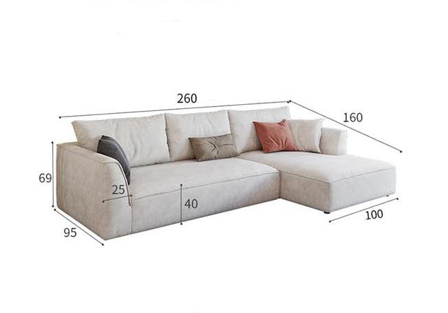 R77 Dexter Two Seater Corner Sofa, Leathaire-Weilai Concept-Two Seater Corner 260cm ( BOTH Armrests )-White-Weilai Concept